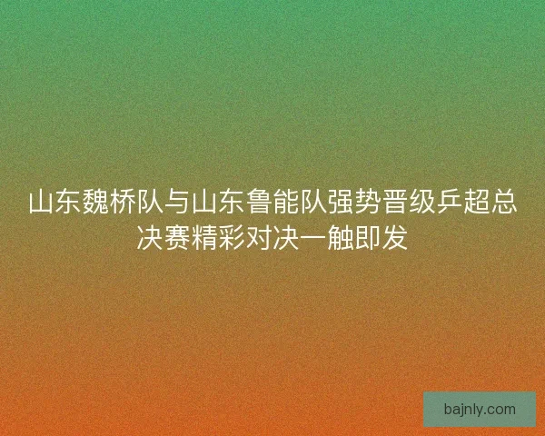 山东魏桥队与山东鲁能队强势晋级乒超总决赛精彩对决一触即发